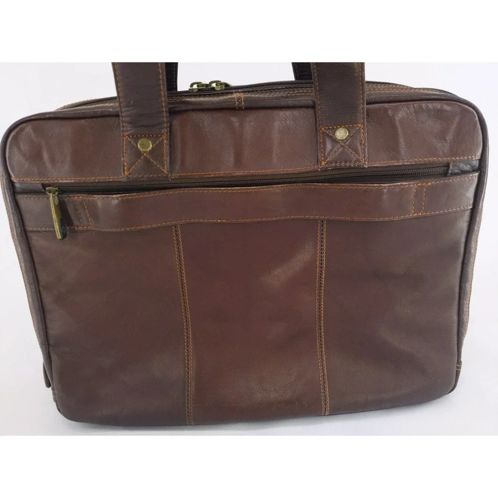 Samsonite Brown Leather Laptop Briefcase Business Bag Organizer‎ Expandable